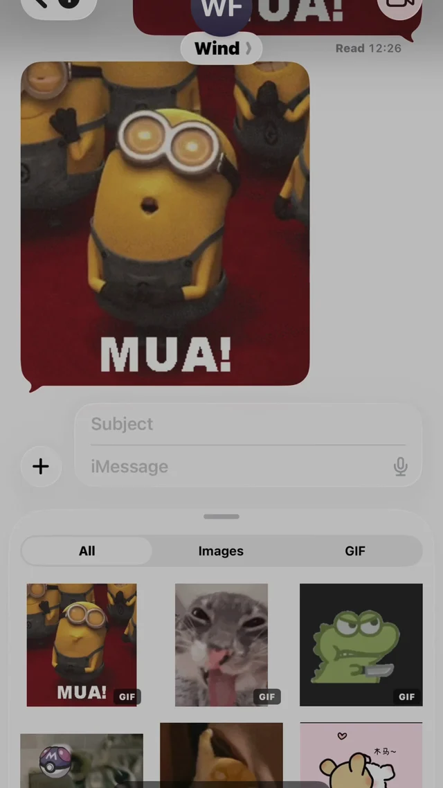 Sticker saved into the MemePouch grid inside iMessage